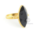 Anillo de Piedra Preciosa de Onyx Negro, Anillo de Onyx de Oro 18k